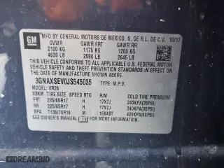 2018 Chevrolet Equinox LT with VIN 3GNAXSEV0JS545035, listed as a Copart auction lot 45667335 with 102,434 mi miles and Salvage Title. Bid and sale history available at carsss.com. Image 13.