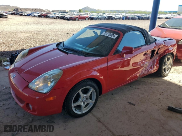 2004 Toyota MR2 z VIN JTDFR320840070477, wystawiony jako Copart lot #77913024 z przebiegiem 60 694 mil mil oraz Szkoda całkowita • Salvage title. Historia ofert i sprzedaży dostępna na DreamBid. Obrazek 1.