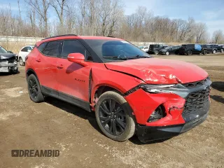 2021 Chevrolet Blazer RS with VIN 3GNKBKRS2MS579615, listed as a Copart auction lot 48913135 with 25,576 mi miles and Salvage title. Bid and sale history available at DreamBid. Image 4.