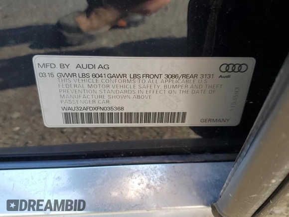 2015 Audi A8 4.0T с VIN WAU32AFDXFN035368, выставлен на аукционе Copart как лот 62078435 с пробегом Не указан миль и Чистый • Clean title. История ставок и продаж доступна на DreamBid. Изображение 12.