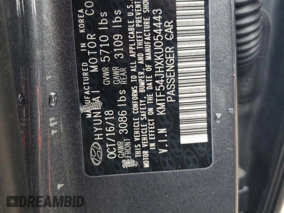 2019 Genesis G90 z VIN KMTF54JHXKU054443, wystawiony jako Copart lot #45126905 z przebiegiem 40 172 mil mil oraz Szkoda całkowita • Salvage title. Historia ofert i sprzedaży dostępna na DreamBid. Obrazek 12.