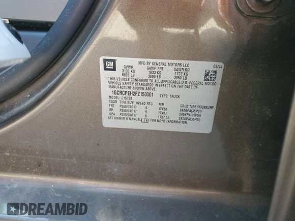 2015 Chevrolet Silverado 1500 LS with VIN 1GCRCPEH2FZ150301, listed as a Copart auction lot 48995045 with 141,131 mi miles and Clean Title. Bid and sale history available at DreamBid. Image 14.