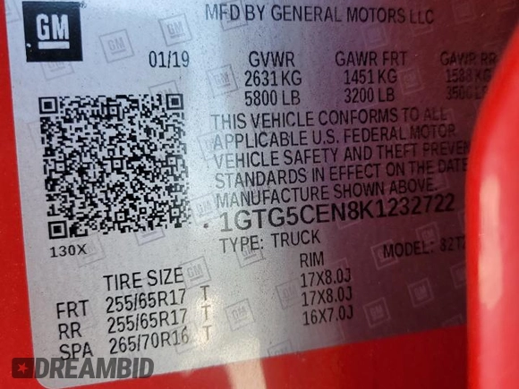 2019 GMC Canyon 2WD SLE with VIN 1GTG5CEN8K1232722, listed as a Copart auction lot 43404855 with 124,051 mi miles and Salvage Title. Bid and sale history available at carsss.com. Image 14.