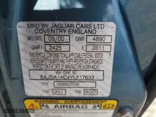 2000 Jaguar XJ with VIN SAJDA14C4YLF17633, listed as a Copart auction lot 74607544 with 89,114 mi miles and Clean Title. Bid and sale history available at carsss.com. Image 12.