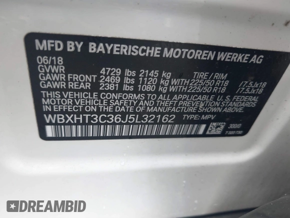 2018 BMW X1 xDrive28i with VIN WBXHT3C36J5L32162, listed as a IAAI auction lot 41802315 with 80,422 mi miles. Bid and sale history available at carsss.com. Image 9.