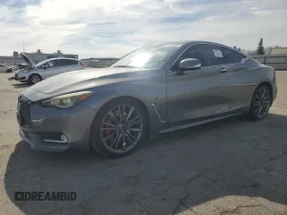 2017 Infiniti Q60 Red Sport 400 with VIN JN1FV7EK3HM611372, listed as a Copart auction lot 43767505 with 49,903 mi miles and Salvage title. Bid and sale history available at DreamBid. Image 1.