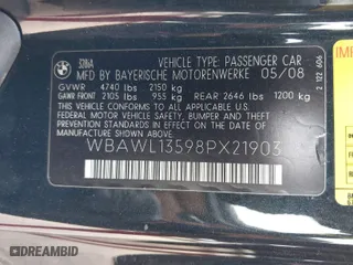 2008 BMW 3 Series 328i with VIN WBAWL13598PX21903, listed as a IAAI auction lot 41559389 with 78,426 mi miles. Bid and sale history available at carsss.com. Image 9.