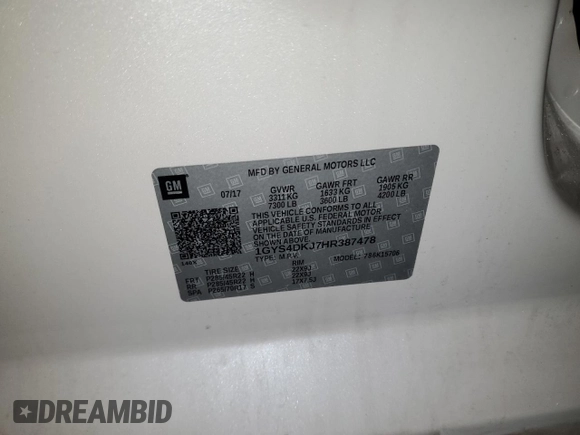 2017 Cadillac Escalade Platinum z VIN 1GYS4DKJ7HR387478, wystawiony jako Copart lot #88037515 z przebiegiem Nie podano mil oraz Szkoda całkowita • Salvage title. Historia ofert i sprzedaży dostępna na DreamBid. Obrazek 15.