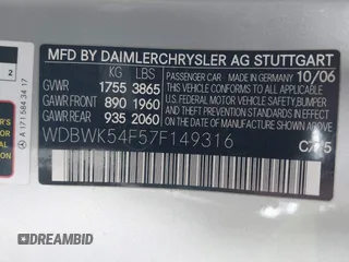 2007 Mercedes-Benz SLK 280 z VIN WDBWK54F57F149316, wystawiony jako IAAI lot #41813078 z przebiegiem 137 035 mil mil oraz . Historia ofert i sprzedaży dostępna na DreamBid. Obrazek 9.