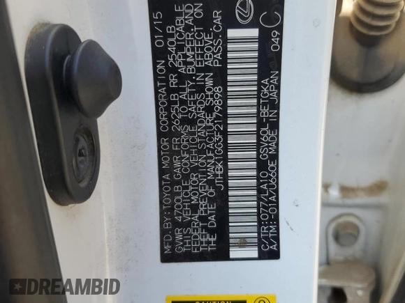 2015 Lexus ES 330 with VIN JTHBK1GG3F2179898, listed as a Copart auction lot 58804235 with 215,664 mi miles and Salvage title. Bid and sale history available at DreamBid. Image 13.