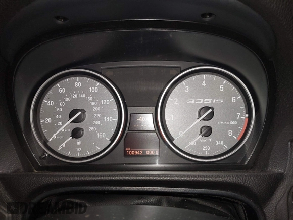 2011 BMW 3 Series 335is with VIN WBAKG1C51BE618450, listed as a IAAI auction lot 41555179 with 100,942 mi miles and . Bid and sale history available at carsss.com. Image 7.