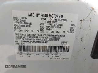 2017 Ford Edge SE with VIN 2FMPK3G90HBC69491, listed as a IAAI auction lot 42821814 with 206,792 mi miles and . Bid and sale history available at DreamBid. Image 9.