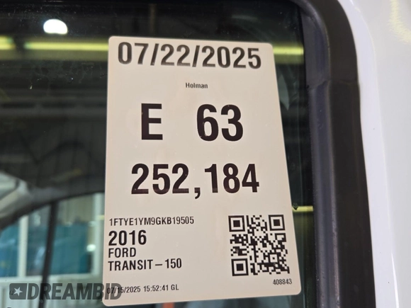 2016 Ford Transit Cargo z VIN 1FTYE1YM9GKB19505, wystawiony jako IAAI lot #42774251 z przebiegiem 252 184 mil mil oraz . Historia ofert i sprzedaży dostępna na DreamBid. Obrazek 32.