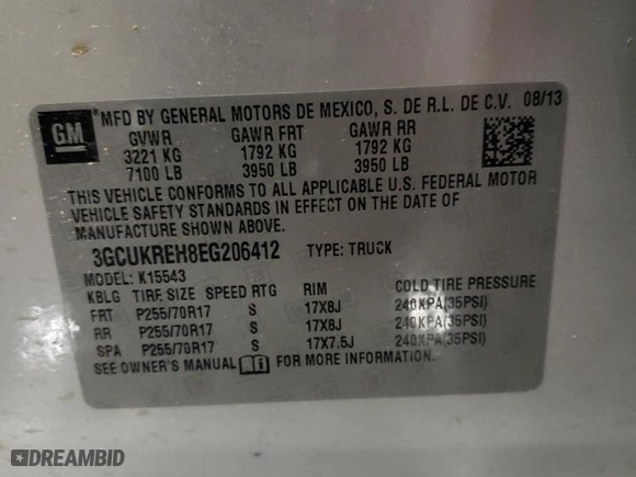 2014 Chevrolet Silverado 1500 LT with VIN 3GCUKREH8EG206412, listed as a Copart auction lot 48347925 with 222,670 mi miles and Clean Title. Bid and sale history available at carsss.com. Image 12.