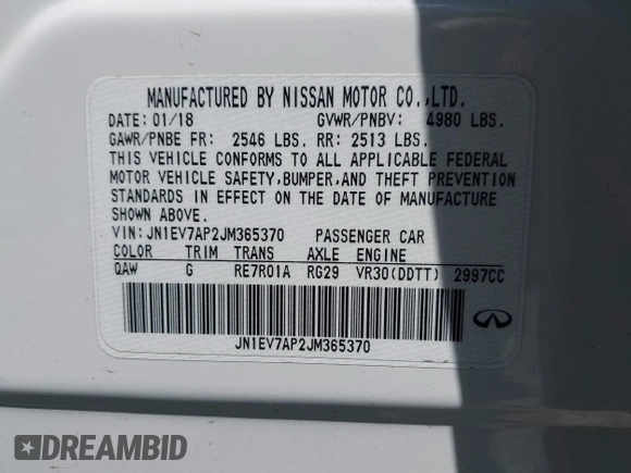 2018 Infiniti Q50 Sport z VIN JN1EV7AP2JM365370, wystawiony jako IAAI lot #42157933 z przebiegiem 61 054 mil mil oraz . Historia ofert i sprzedaży dostępna na DreamBid. Obrazek 9.