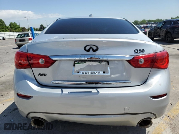 2015 Infiniti Q50 z VIN JN1BV7AR3FM414717, wystawiony jako Copart lot #58420545 z przebiegiem 79 393 mil mil oraz Szkoda całkowita • Salvage title. Historia ofert i sprzedaży dostępna na DreamBid. Obrazek 6.