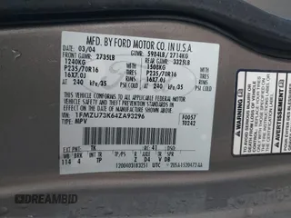 2004 Ford Explorer XLT с VIN 1FMZU73K64ZA93296, выставлен на аукционе IAAI как лот 39911378 с пробегом 189 789 миль миль и . История ставок и продаж доступна на DreamBid. Изображение 9.