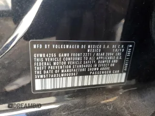 2020 Volkswagen GTI S с VIN 3VW5T7AU3LM000967, выставлен на аукционе Copart как лот 77478844 с пробегом 35 817 миль миль и Списание • Salvage title. История ставок и продаж доступна на DreamBid. Изображение 12.