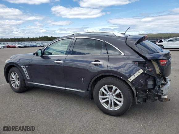 2017 Infiniti QX70 with VIN JN8CS1MU4HM142452, listed as a Copart auction lot 53064715 with 55,181 mi miles and Salvage Title. Bid and sale history available at carsss.com. Image 2.
