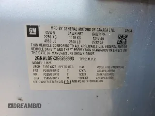 2014 Chevrolet Equinox LT with VIN 2GNALBEK3E6268693, listed as a Copart auction lot 68926684 with 196,963 mi miles and Salvage Title. Bid and sale history available at DreamBid. Image 13.