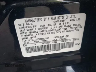 2017 Infiniti Q50 Premium with VIN JN1EV7AP3HM742556, listed as a IAAI auction lot 42416794 with 114,631 mi miles and . Bid and sale history available at DreamBid. Image 9.