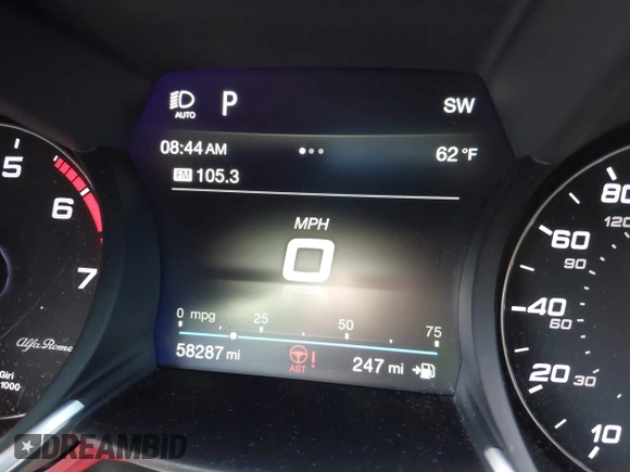 2019 Alfa Romeo Giulia Ti Sport with VIN ZARFAMBN4K7598164, listed as a IAAI auction lot 42146318 with 58,287 mi miles and . Bid and sale history available at DreamBid. Image 7.