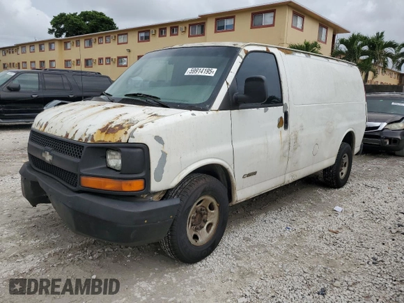 2004 Chevrolet Express Cargo with VIN 1GCGG25U841188896, listed as a Copart auction lot 59914195 with 331,537 mi miles and Salvage title. Bid and sale history available at DreamBid. Image 1.