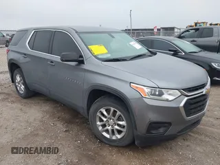 2018 Chevrolet Traverse LS z VIN 1GNERFKW0JJ130475, wystawiony jako IAAI lot #41521567 z przebiegiem 114 425 mil mil oraz . Historia ofert i sprzedaży dostępna na DreamBid. Obrazek 1.