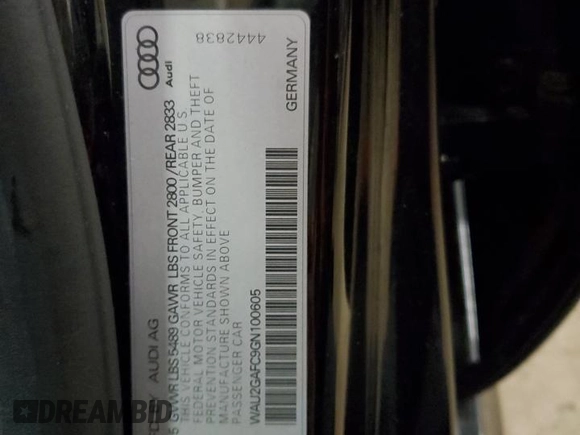 2016 Audi A7 3.0 Prestige with VIN WAU2GAFC9GN100605, listed as a Copart auction lot 41296924 with 50,504 mi miles. Bid and sale history available at carsss.com. Image 13.