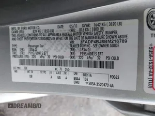 2011 Ford Fiesta SE with VIN 3FADP4BJ8BM216789, listed as a IAAI auction lot 41843080 with 95,424 mi miles. Bid and sale history available at carsss.com. Image 9.