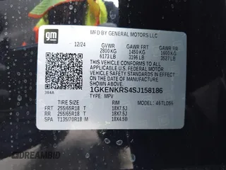 2025 GMC Acadia FWD Elevation z VIN 1GKENKRS4SJ158186, wystawiony jako IAAI lot #42159168 z przebiegiem 147 mil mil oraz . Historia ofert i sprzedaży dostępna na DreamBid. Obrazek 9.
