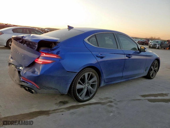 2023 Genesis G70 2.0T with VIN KMTG34TA2PU107492, listed as a Copart auction lot 48012015 with 31,887 mi miles and Salvage Title. Bid and sale history available at carsss.com. Image 3.