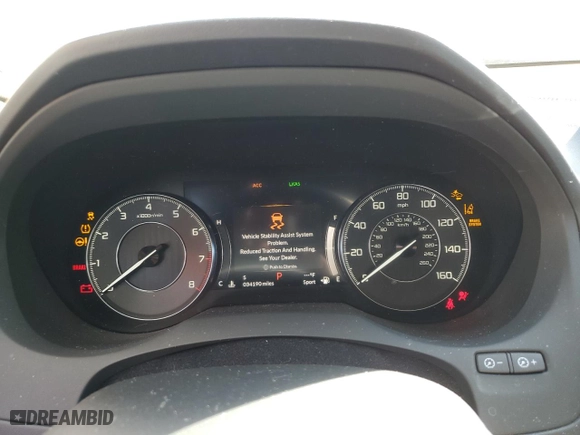 2020 Acura RDX w/Advance Pkg with VIN 5J8TC2H76LL019710, listed as a Copart auction lot 46147875 with 34,190 mi miles and Salvage Title. Bid and sale history available at carsss.com. Image 9.