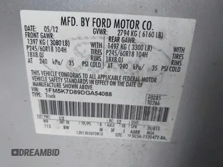 2013 Ford Explorer XLT with VIN 1FM5K7D89DGA54088, listed as a IAAI auction lot 41907411 with 193,014 mi miles and . Bid and sale history available at DreamBid. Image 9.