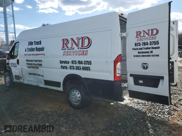 2023 Ram ProMaster Cargo with VIN 3C6MRVJG5PE530120, listed as a Copart auction lot 45727275 with 53,871 mi miles and Salvage Title. Bid and sale history available at DreamBid. Image 2.
