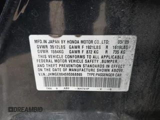 2009 Honda Fit Sport с VIN JHMGE88459S068865, выставлен на аукционе IAAI как лот 42351113 с пробегом 153 884 миль миль и . История ставок и продаж доступна на DreamBid. Изображение 9.