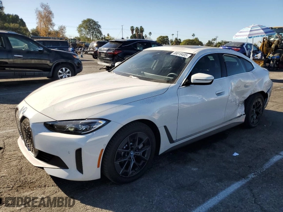 2024 BMW i4 eDrive40 with VIN WBY73AW09RFS60019, listed as a Copart auction lot 88818405 with 3,363 mi miles and Salvage Title. Bid and sale history available at carsss.com. Image 1.