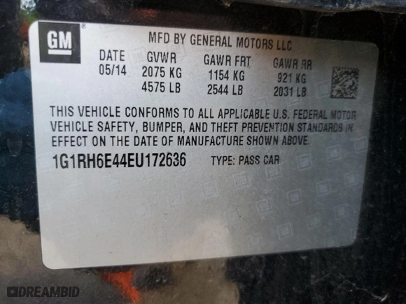 2014 Chevrolet Volt with VIN 1G1RH6E44EU172636, listed as a Copart auction lot 42240275 with 97,222 mi miles and Salvage Title. Bid and sale history available at carsss.com. Image 14.