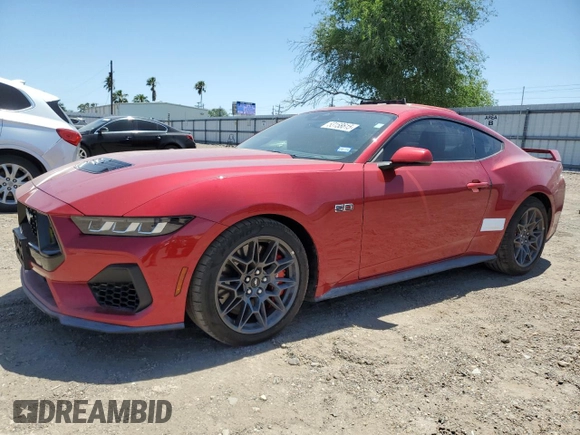 2024 Ford Mustang GT с VIN 1FA6P8CF0R5431139, выставлен на аукционе Copart как лот 53158615 с пробегом 3 119 миль миль и Списание • Salvage title. История ставок и продаж доступна на DreamBid. Изображение 1.