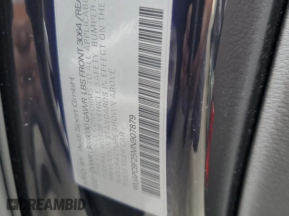 2021 Audi RS 7 z VIN WUAPCBF25MN907879, wystawiony jako Copart lot #46986284 z przebiegiem 23 001 mil mil oraz . Historia ofert i sprzedaży dostępna na DreamBid. Obrazek 13.
