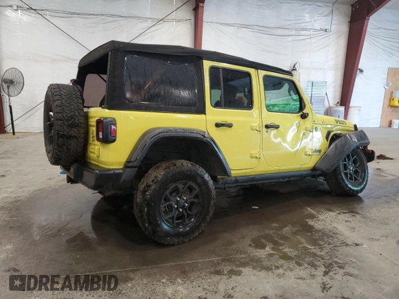 2024 Jeep Wrangler Willys z VIN 1C4RJXN66RW185935, wystawiony jako Copart lot #59908035 z przebiegiem 13 420 mil mil oraz Czysty tytuł • Clean title. Historia ofert i sprzedaży dostępna na DreamBid. Obrazek 3.
