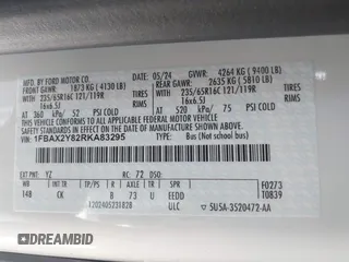 2024 Ford Transit Passenger XL с VIN 1FBAX2Y82RKA83295, выставлен на аукционе IAAI как лот 42443760 с пробегом 19 319 миль миль и . История ставок и продаж доступна на DreamBid. Изображение 9.