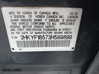 2003 Honda Pilot EX with VIN 2HKYF18573H589899, listed as a IAAI auction lot 41917543 with 211,123 mi miles. Bid and sale history available at carsss.com. Image 9.