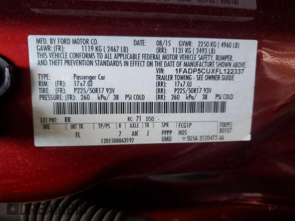 2015 Ford C-Max Energi SEL with VIN 1FADP5CUXFL122337, listed as a Copart auction lot 45984524 with 111,758 mi miles. Bid and sale history available at carsss.com. Image 12.