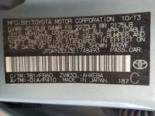 2014 Toyota Prius Four with VIN JTDKN3DU3E1748493, listed as a Copart auction lot 52780315 with 122,625 mi miles and Salvage Title. Bid and sale history available at DreamBid. Image 12.