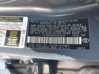 2013 Toyota Avalon XLE with VIN 4T1BK1EB9DU073249, listed as a IAAI auction lot 41780717 with 139,942 mi miles and . Bid and sale history available at DreamBid. Image 9.
