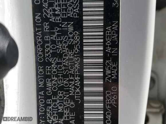 2021 Toyota Prius Prime LE with VIN JTDKAMFP9M3195389, listed as a Copart auction lot 47269695 with 127,256 mi miles and Salvage Title. Bid and sale history available at carsss.com. Image 13.