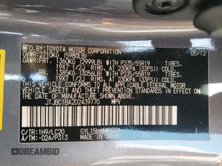 2013 Lexus RX 450h with VIN JTJBC1BA2D2439770, listed as a Copart auction lot 55310945 with 169,425 mi miles and Salvage title. Bid and sale history available at DreamBid. Image 13.