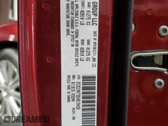 2013 Chrysler 300 with VIN 2C3CCAKT9DH619428, listed as a Copart auction lot 51905195 with 115,076 mi miles and Salvage Title. Bid and sale history available at carsss.com. Image 12.