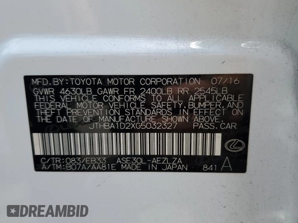 2016 Lexus IS 200t z VIN JTHBA1D2XG5032327, wystawiony jako Copart lot #62668755 z przebiegiem 132 011 mil mil oraz Szkoda całkowita • Salvage title. Historia ofert i sprzedaży dostępna na DreamBid. Obrazek 12.